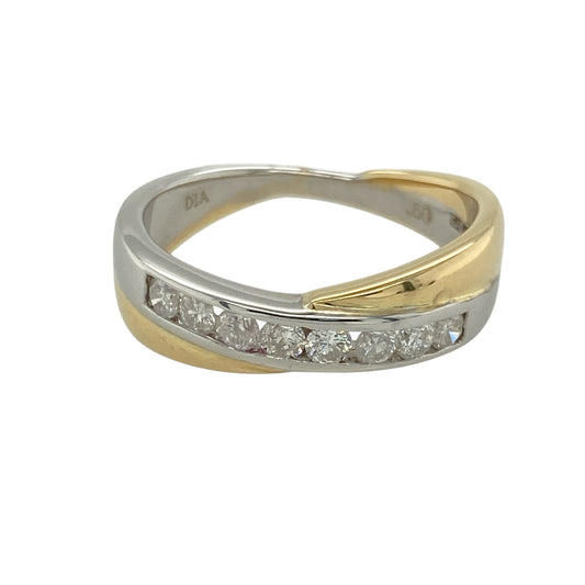18ct Gold & Diamond Set Crossover Band Ring