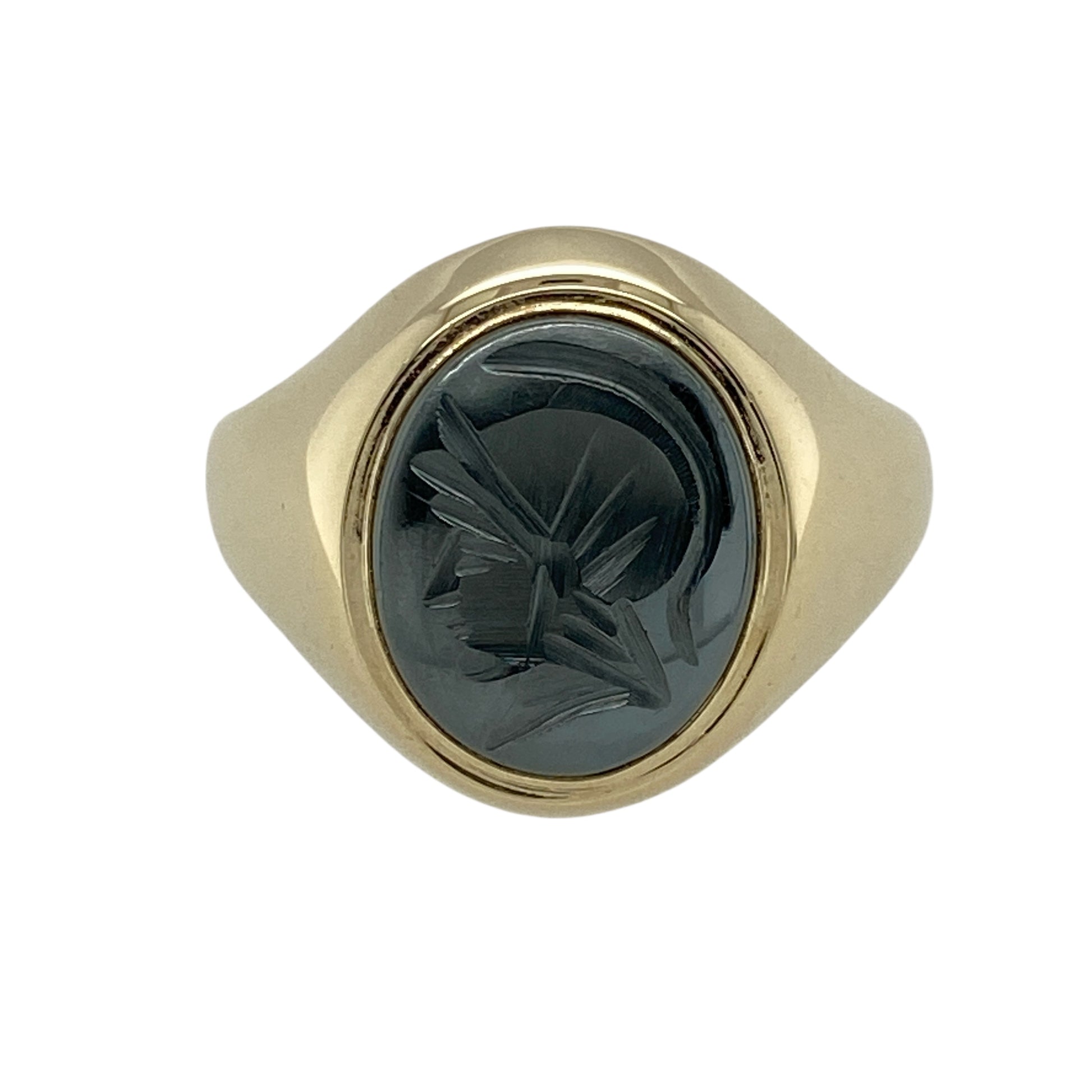 9ct Gold & Hematite Centurion Set Oval Signet Ring