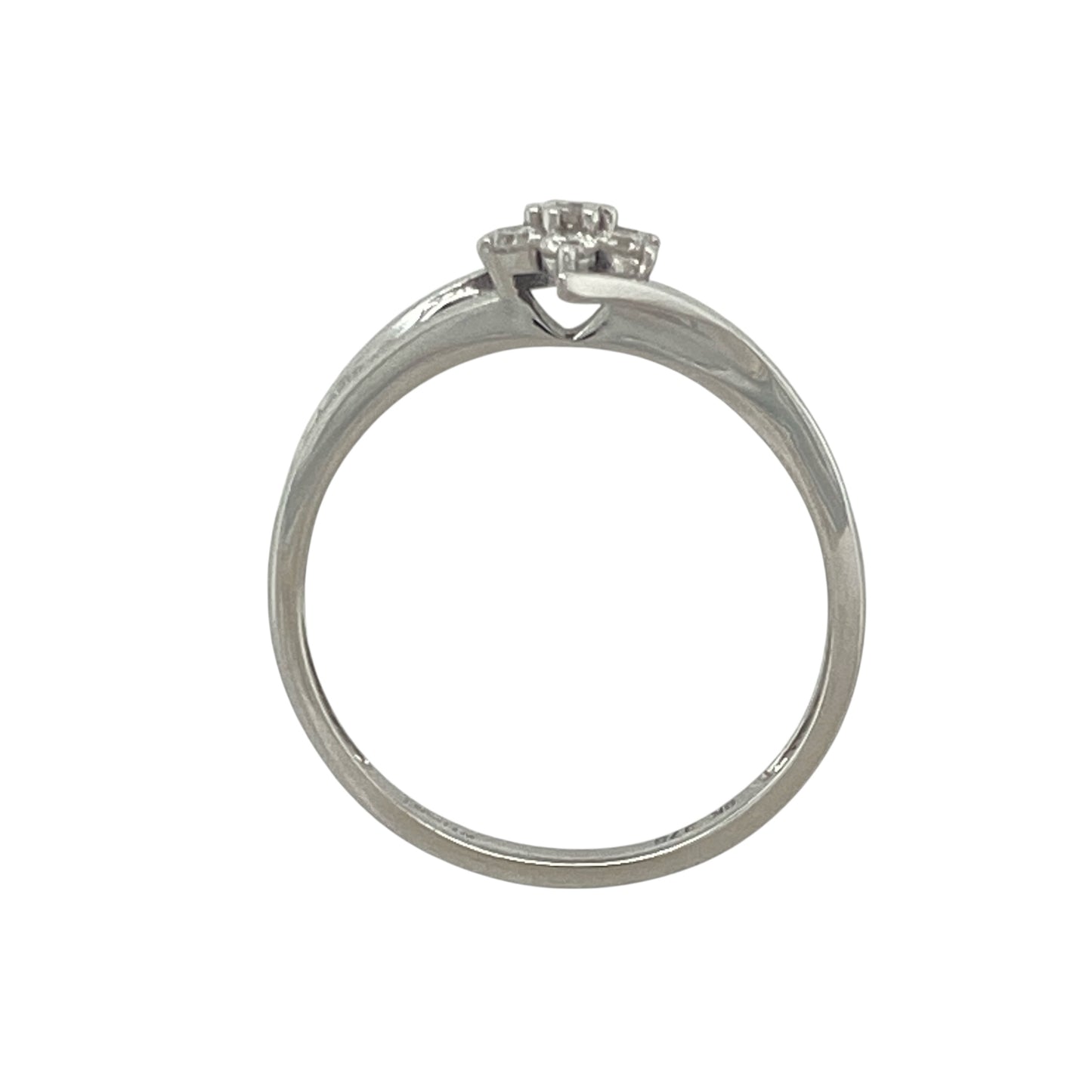 9ct White Gold & Diamond Set Flower Cluster Twist Ring