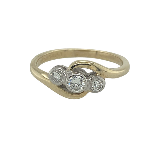 9ct Gold & Diamond Set Twist Trilogy Ring