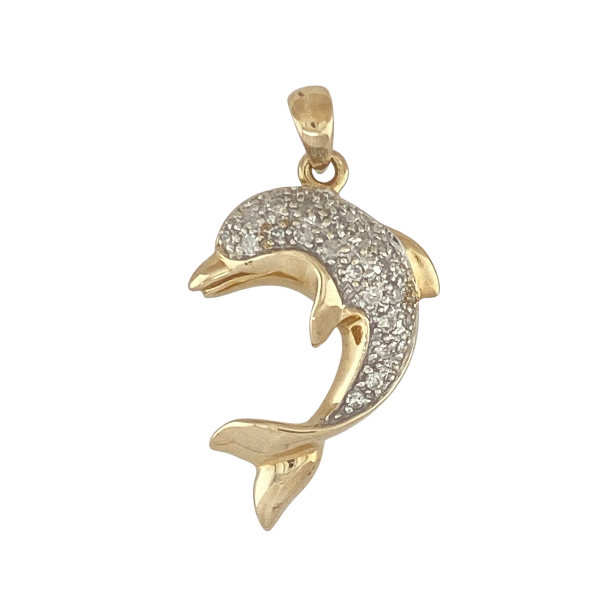 9ct Gold & Diamond Set Dolphin Pendant
