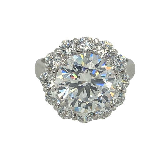 9ct White Gold & Cubic Zirconia Set Large Cluster Ring