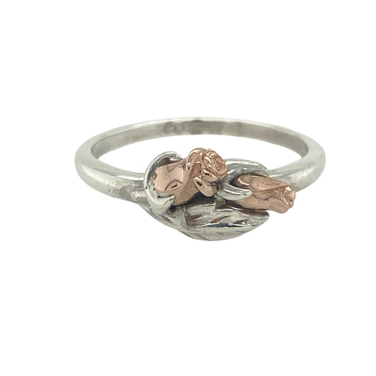 925 Silver Clogau Rose Flower Glyn Rhosyn Ring