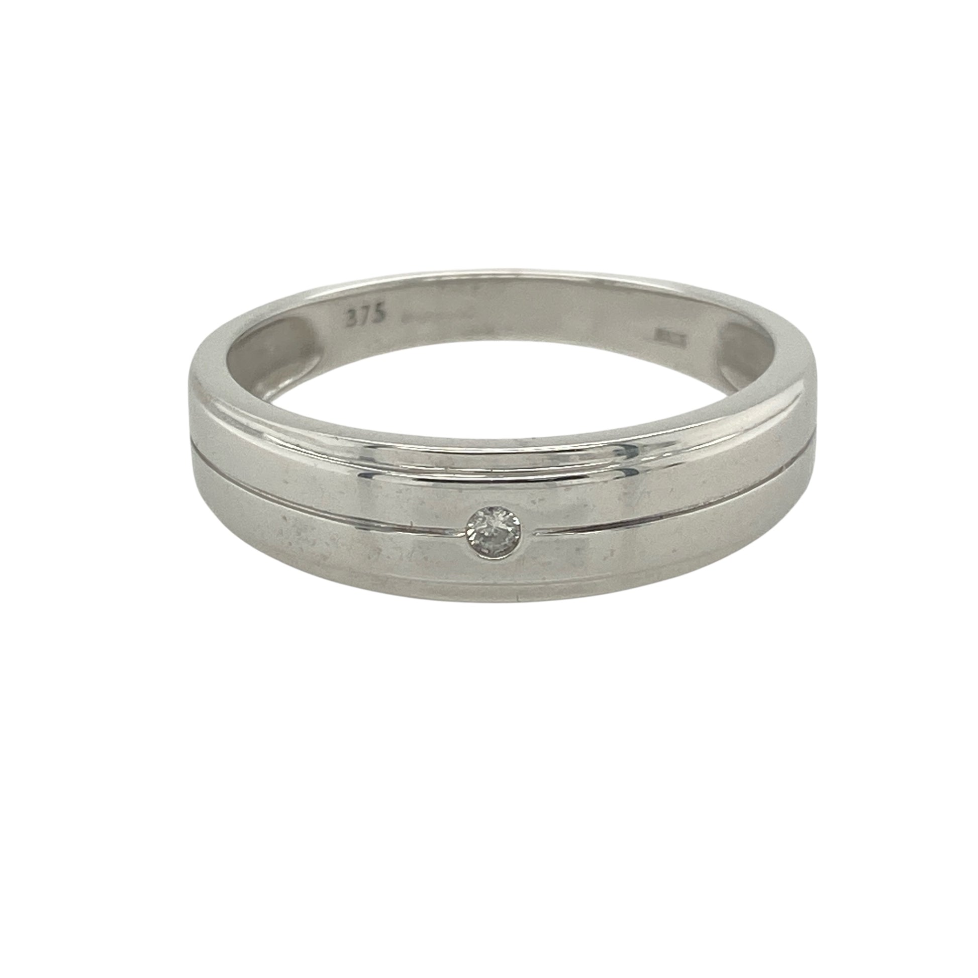 9ct White Gold & Diamond Set Band Ring