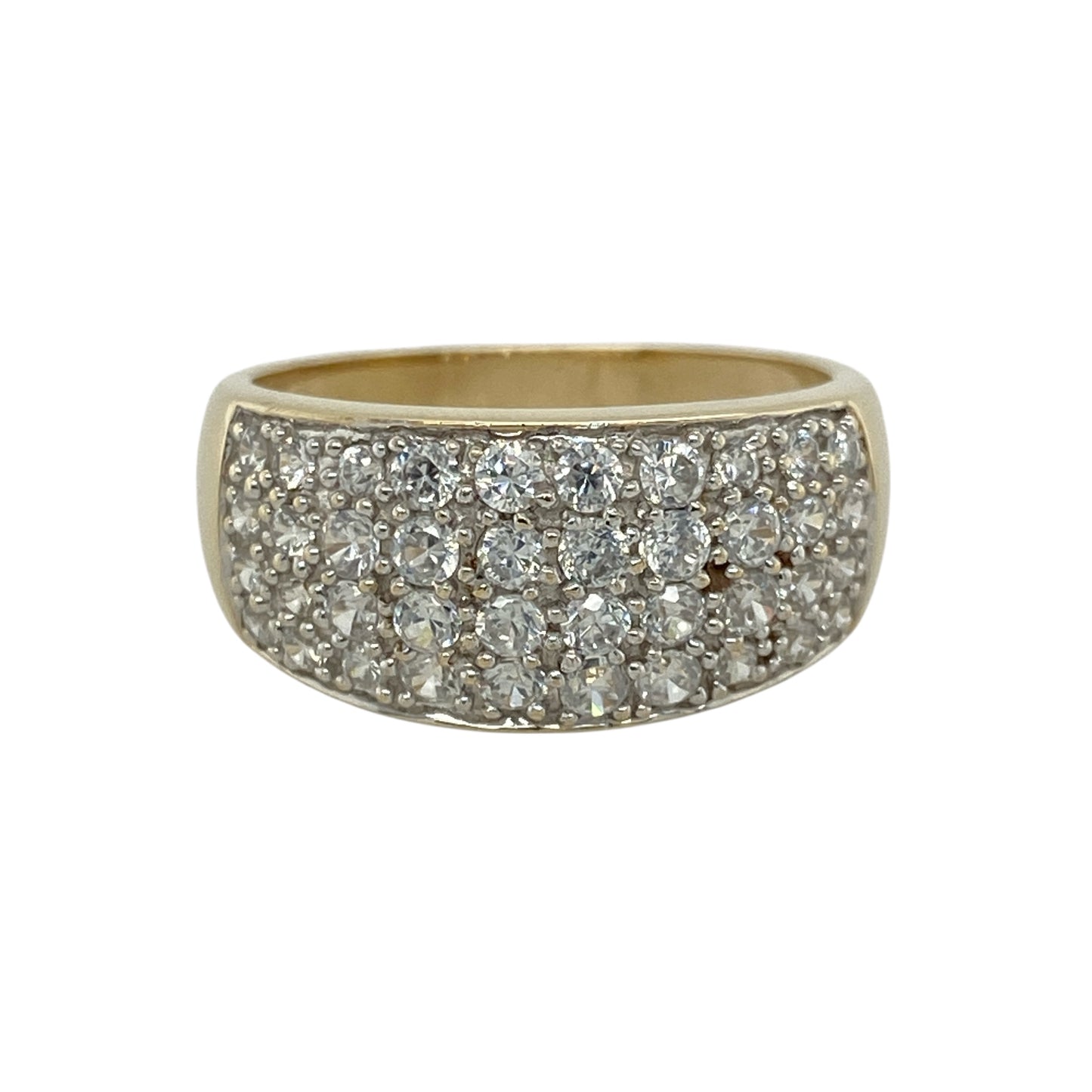 9ct Gold & Cubic Zirconia Set Wide Band Ring