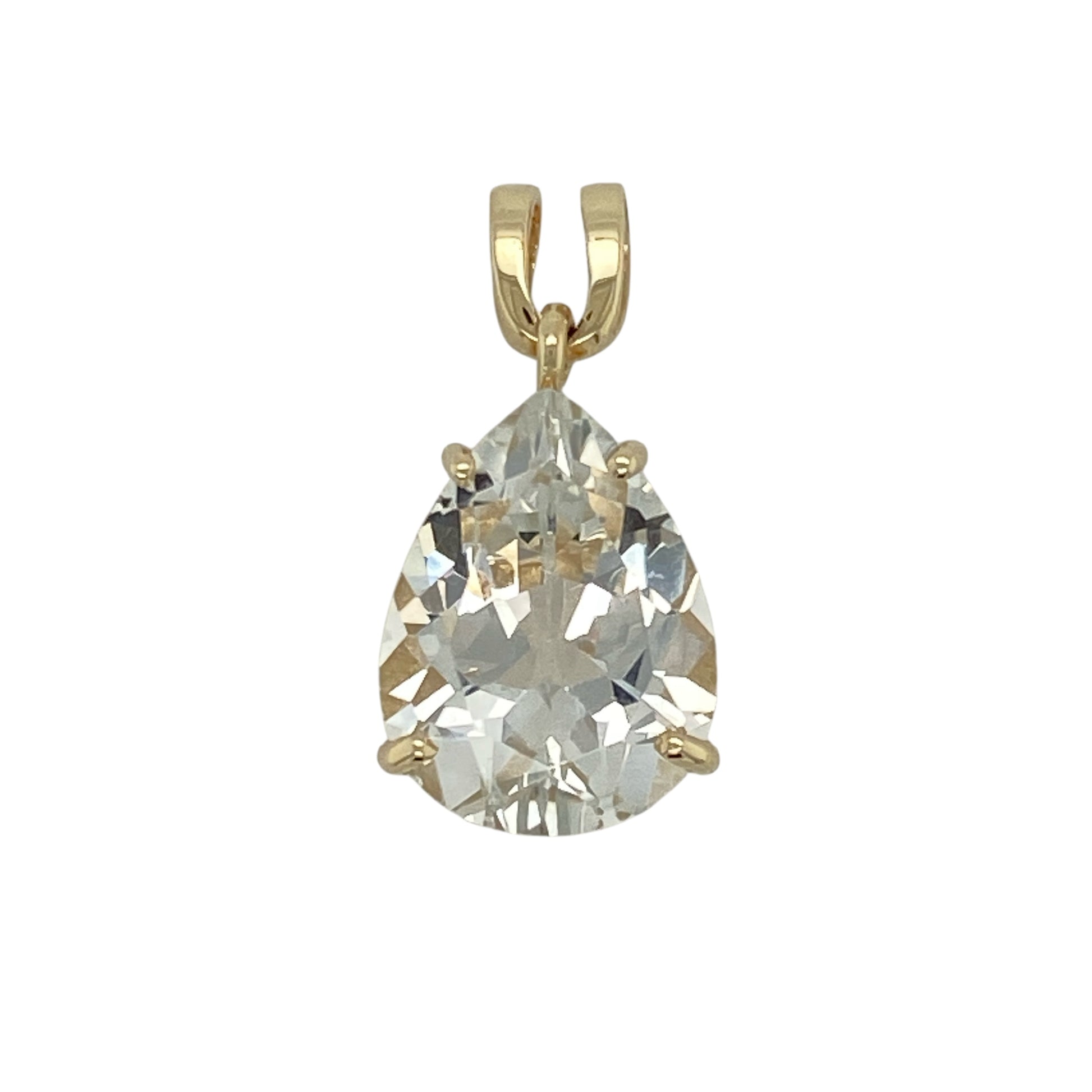 9ct Gold & Cubic Zirconia Set Teardrop Pendant