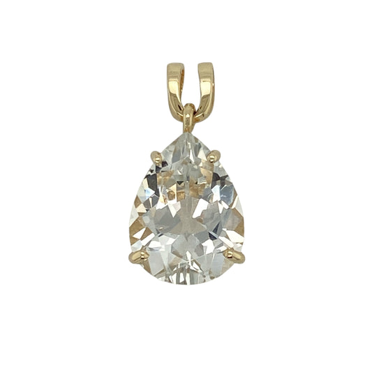 9ct Gold & Cubic Zirconia Set Teardrop Pendant