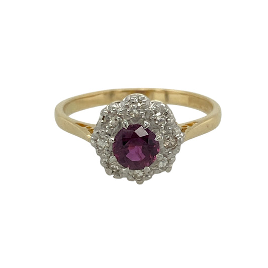 9ct Gold Diamond & Ruby Set Cluster Ring