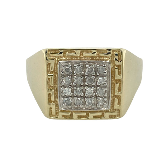 9ct Gold & Diamond Set Signet Ring