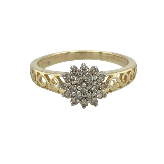 9ct Gold & Diamond Set Cluster Ring