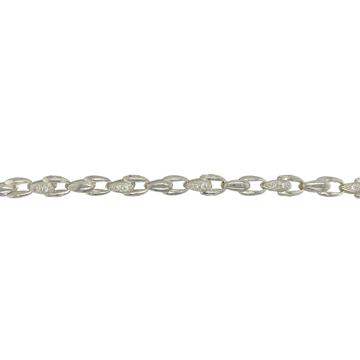 New 925 Silver & Cubic Zirconia Set 7" Tulip Bracelet