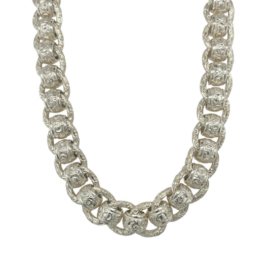 New 925 Solid Silver 26" Patterned Rollerball Chain