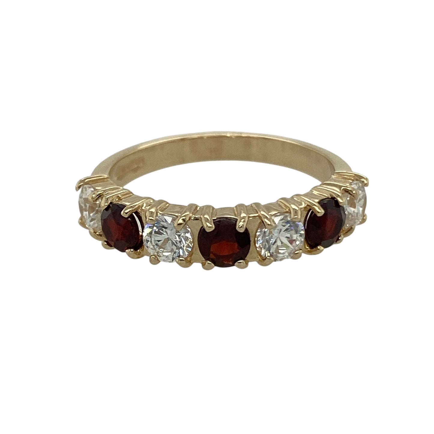 9ct Gold Garnet & Cubic Zirconia Set Band Ring