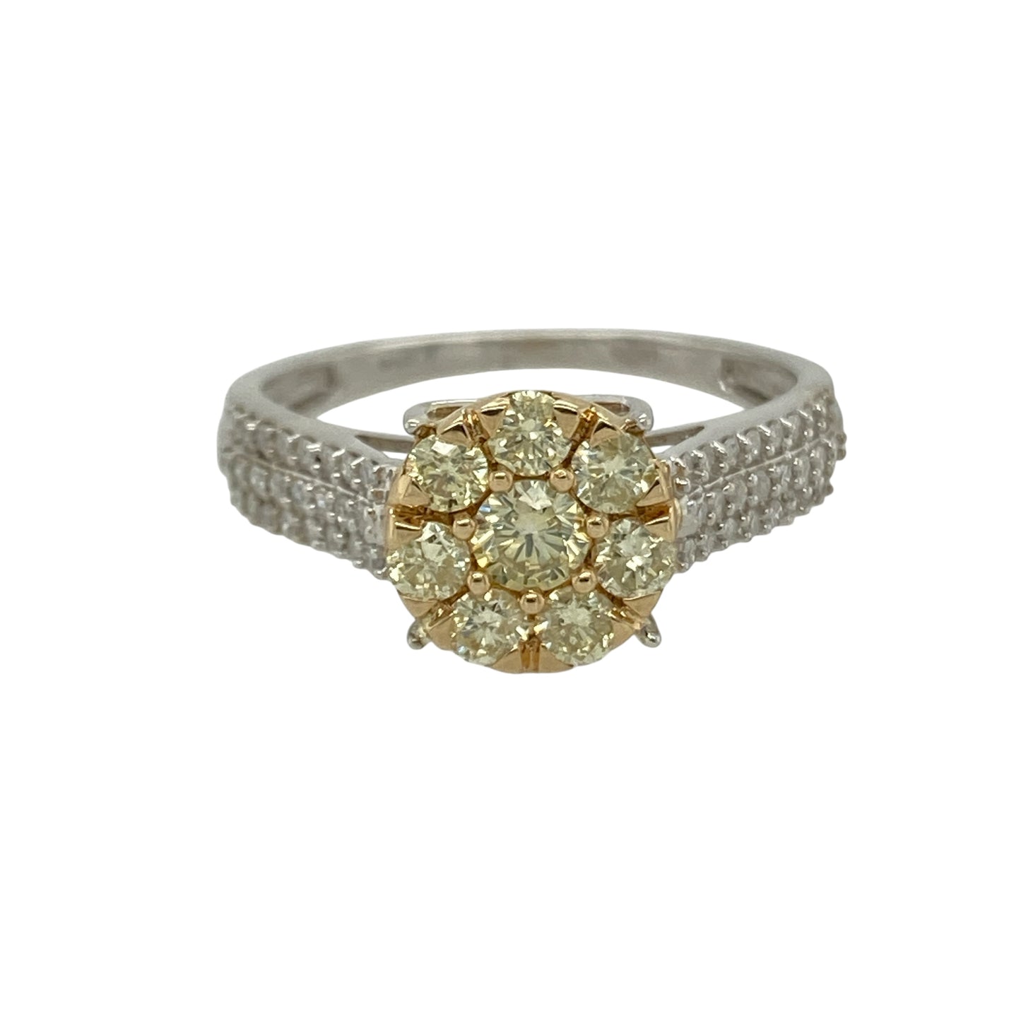 9ct White Gold & Diamond Set Flower Cluster Ring