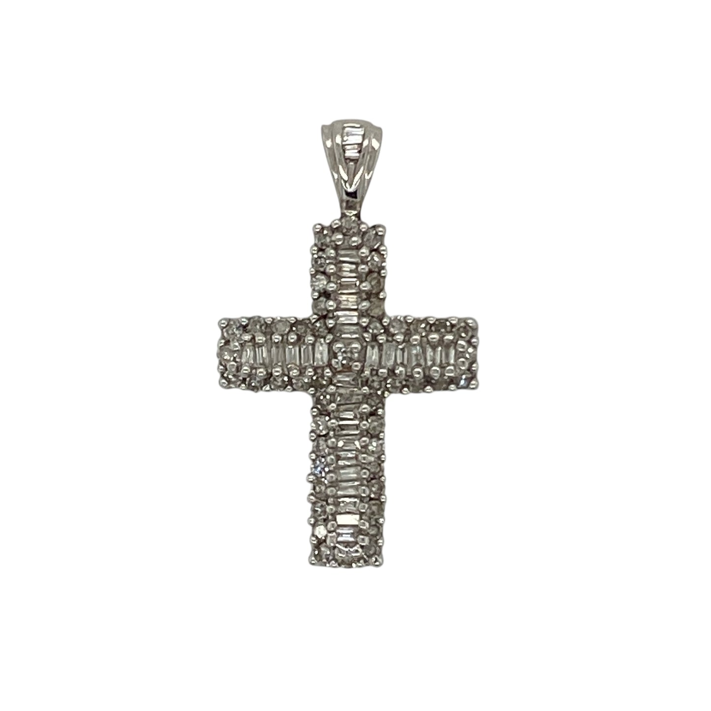 9ct White Gold & Diamond Set Cross Pendant
