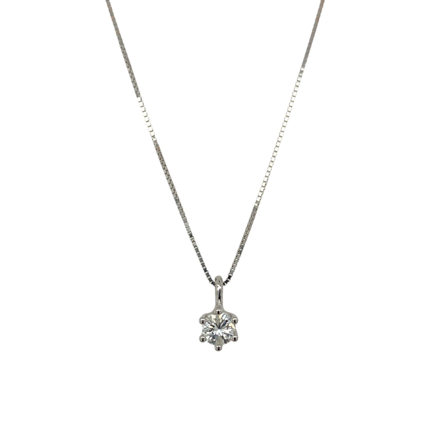 18ct White Gold & Diamond Set Solitaire 18" Necklace