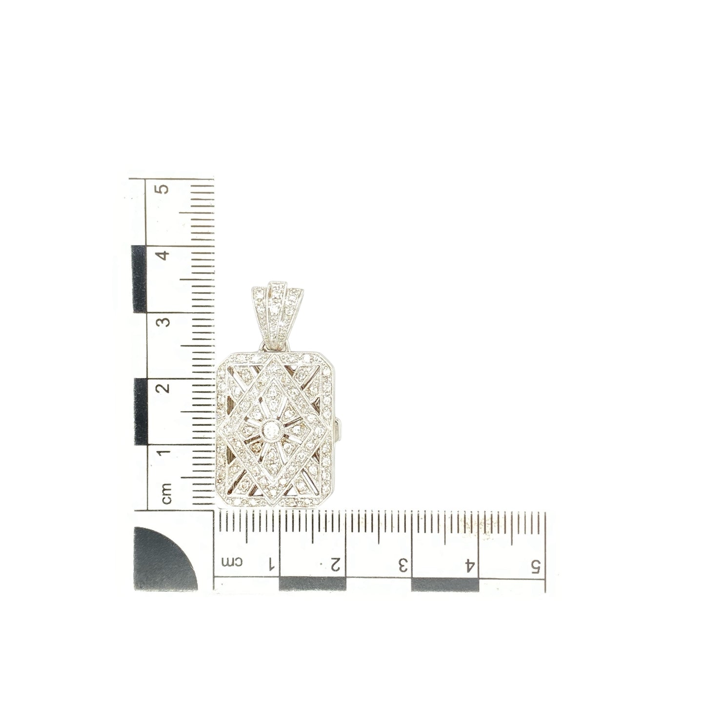 18ct White Gold & Diamond Set Filigree Design Locket