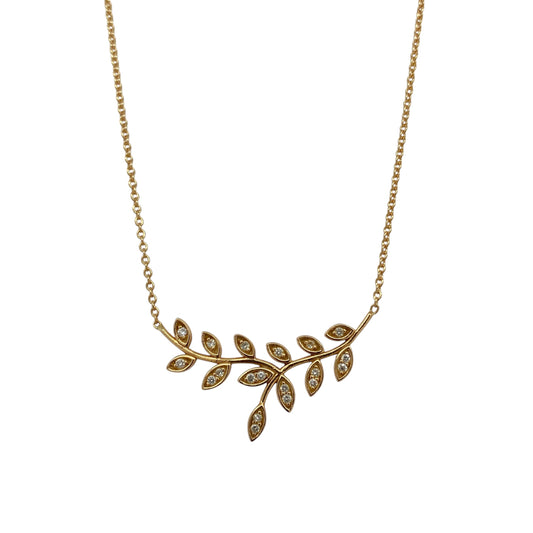 18ct Gold & Diamond Set Leaf 16" - 18" Necklace