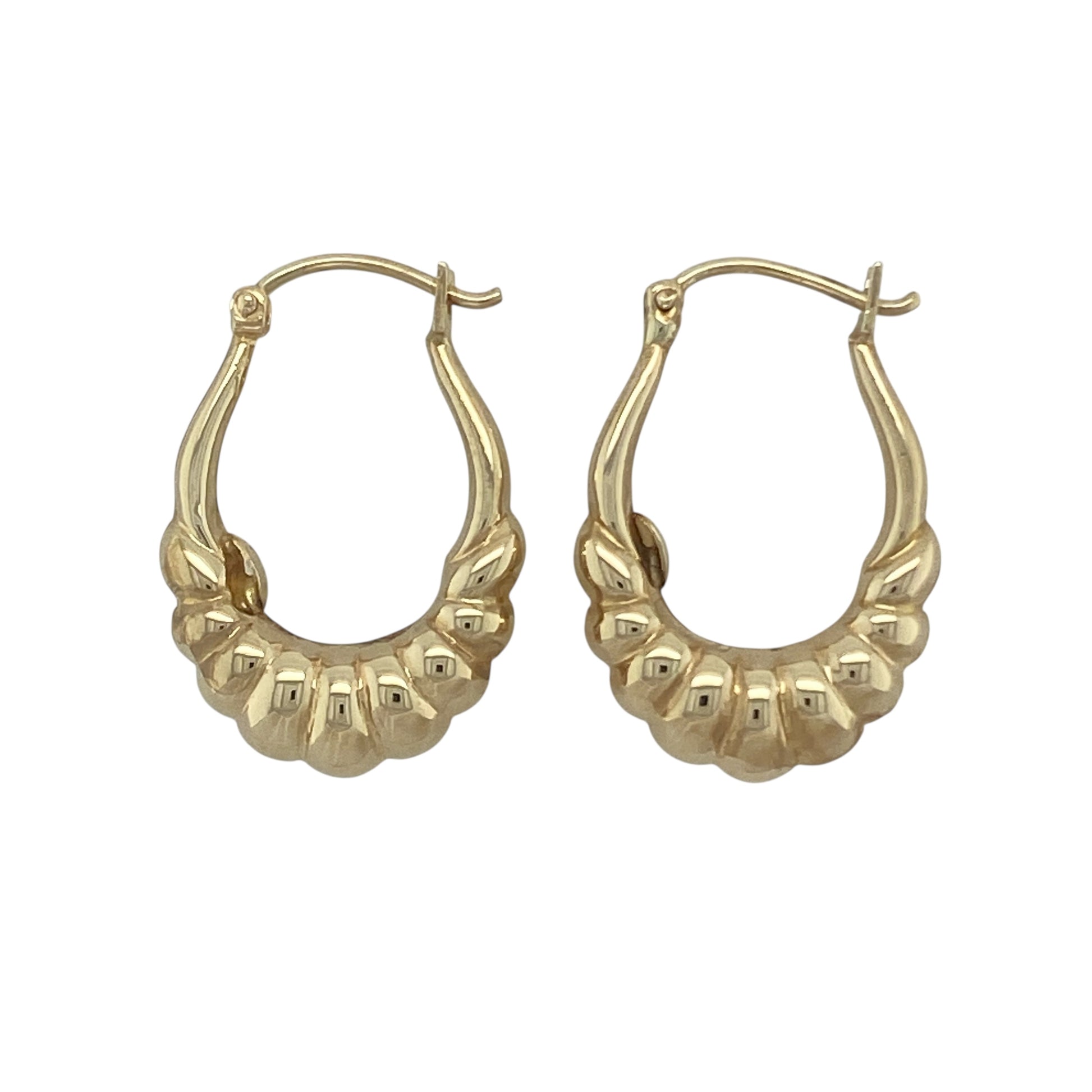 9ct Gold Bubble Style Oval Creole Earrings