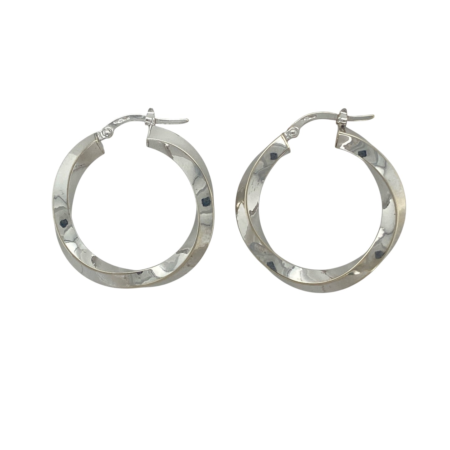 9ct White Gold Twisted Hoop Creole Earrings
