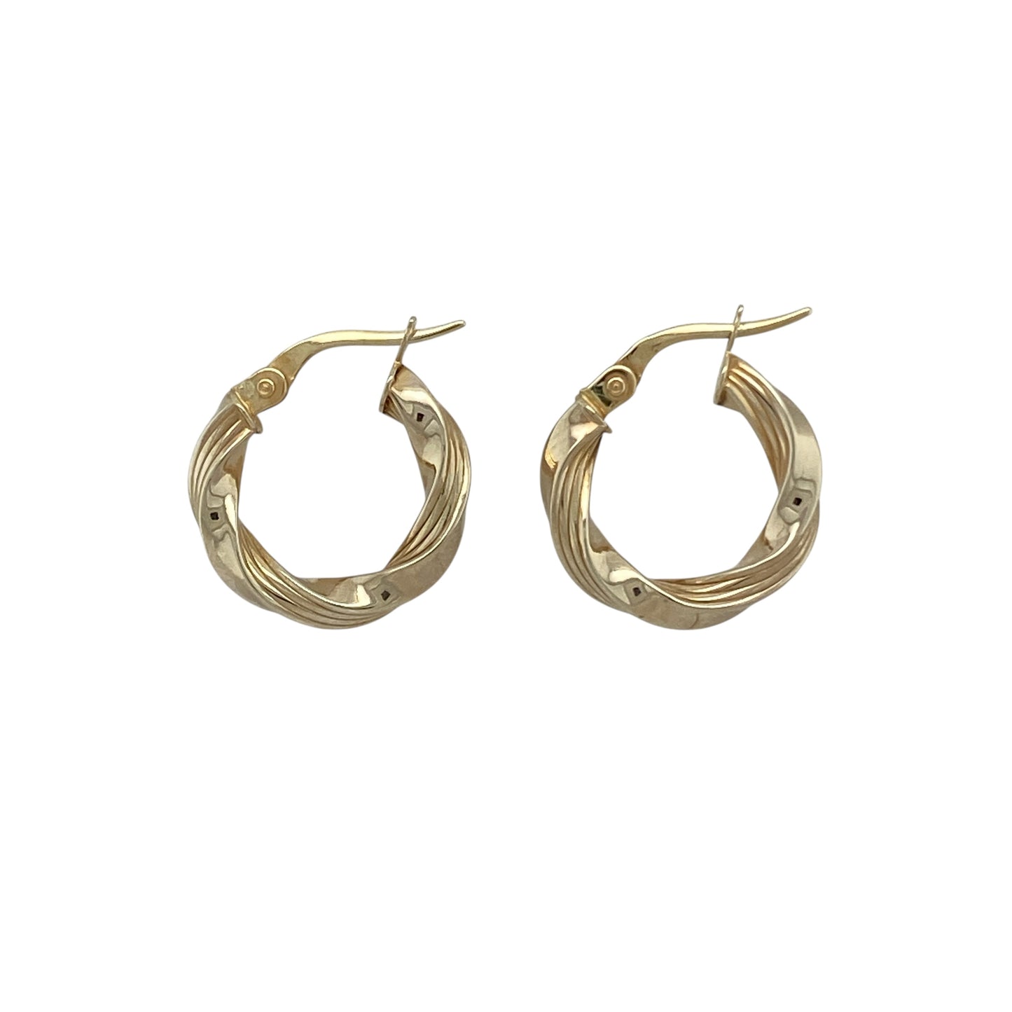 9ct Gold Small Twisted Hoop Creole Earrings