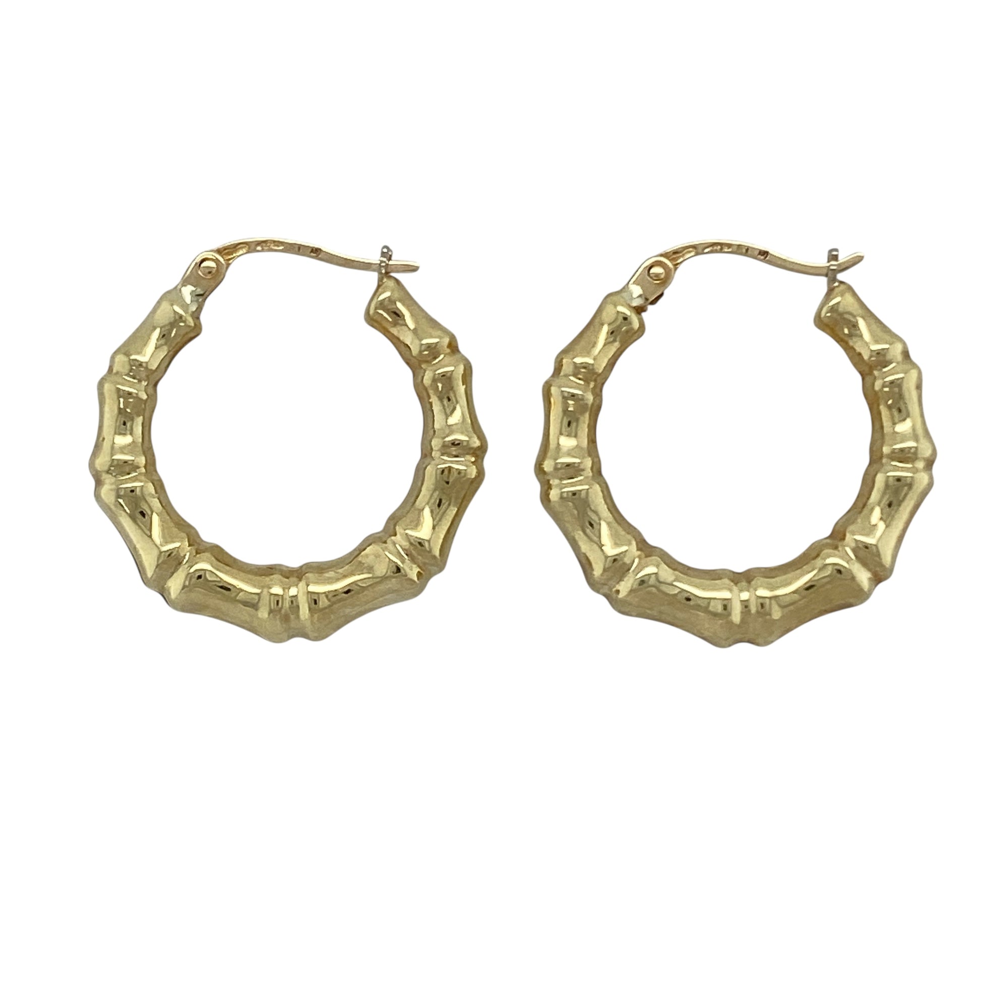 9ct Gold Bamboo Hoop Creole Earrings