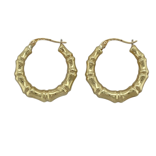 9ct Gold Bamboo Hoop Creole Earrings