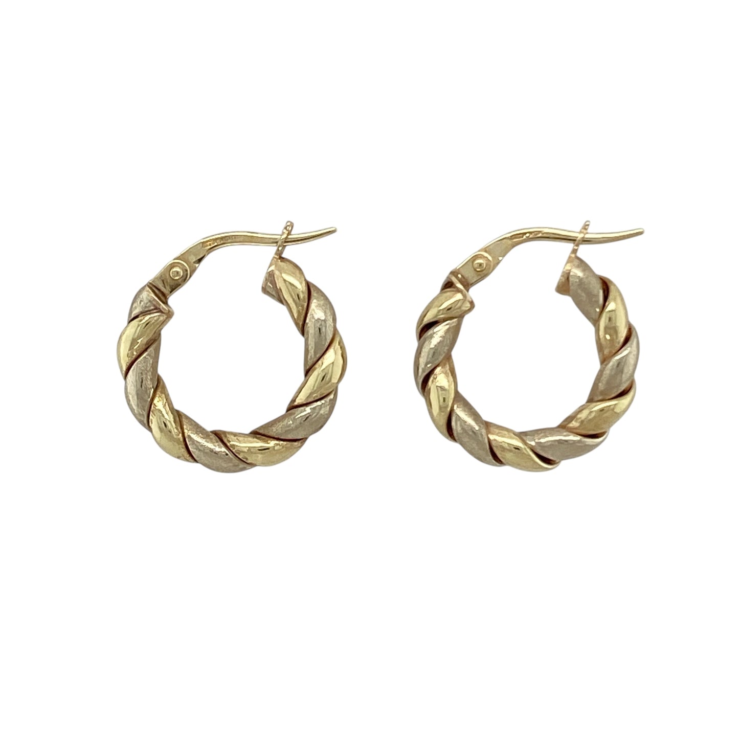 9ct Gold Small Twisted Hoop Creole Earrings