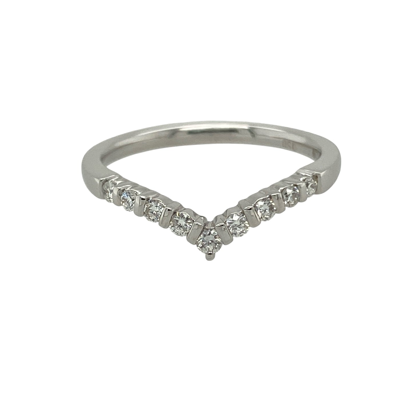 18ct White Gold & Diamond Set Wishbone Ring