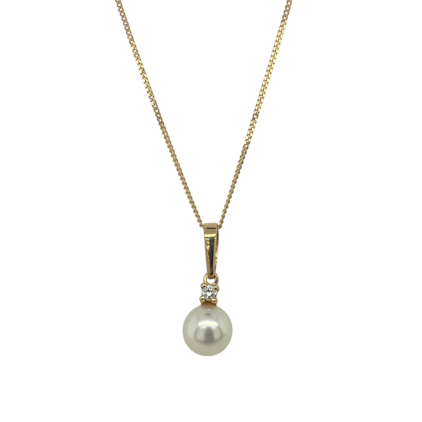 18ct Gold Diamond & Pearl Set 16" Necklace