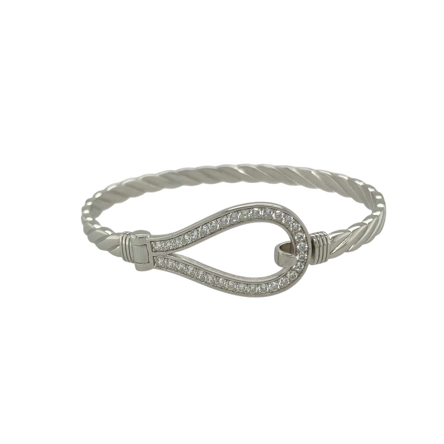 New 925 Silver & Cubic Zirconia Set Children's Horseshoe Bangle