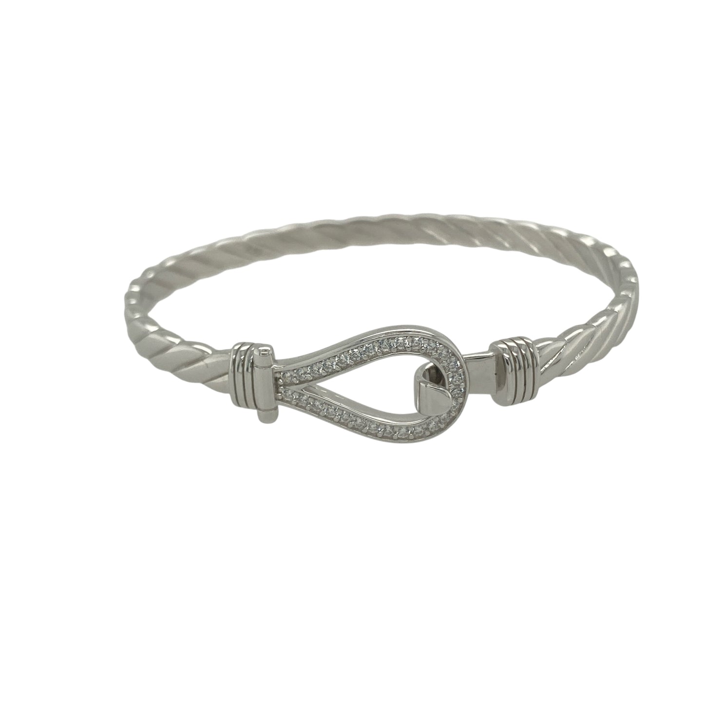 New 925 Silver & Cubic Zirconia Set Children's Horseshoe Bangle