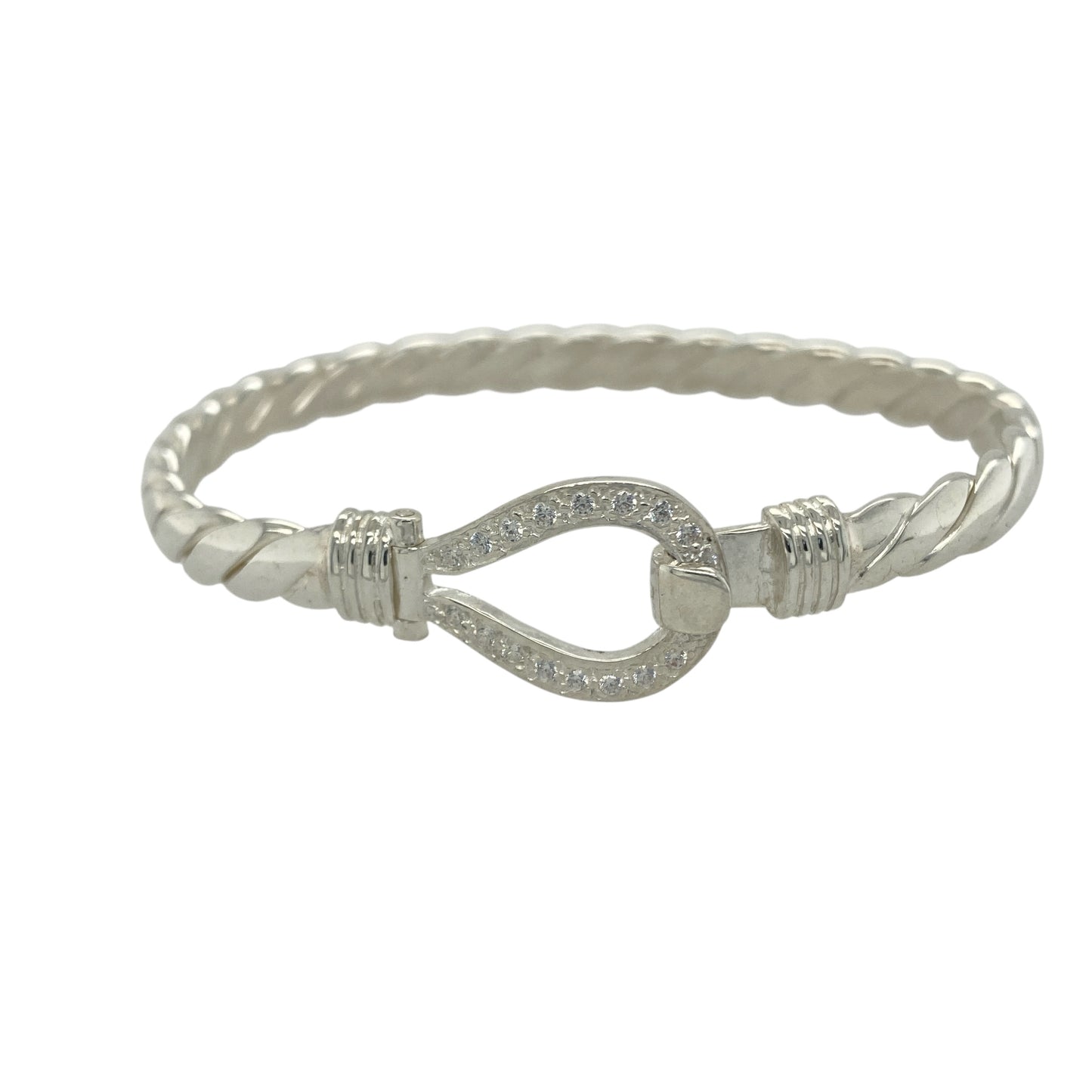 New 925 Silver & Cubic Zirconia Set Horseshoe Bangle