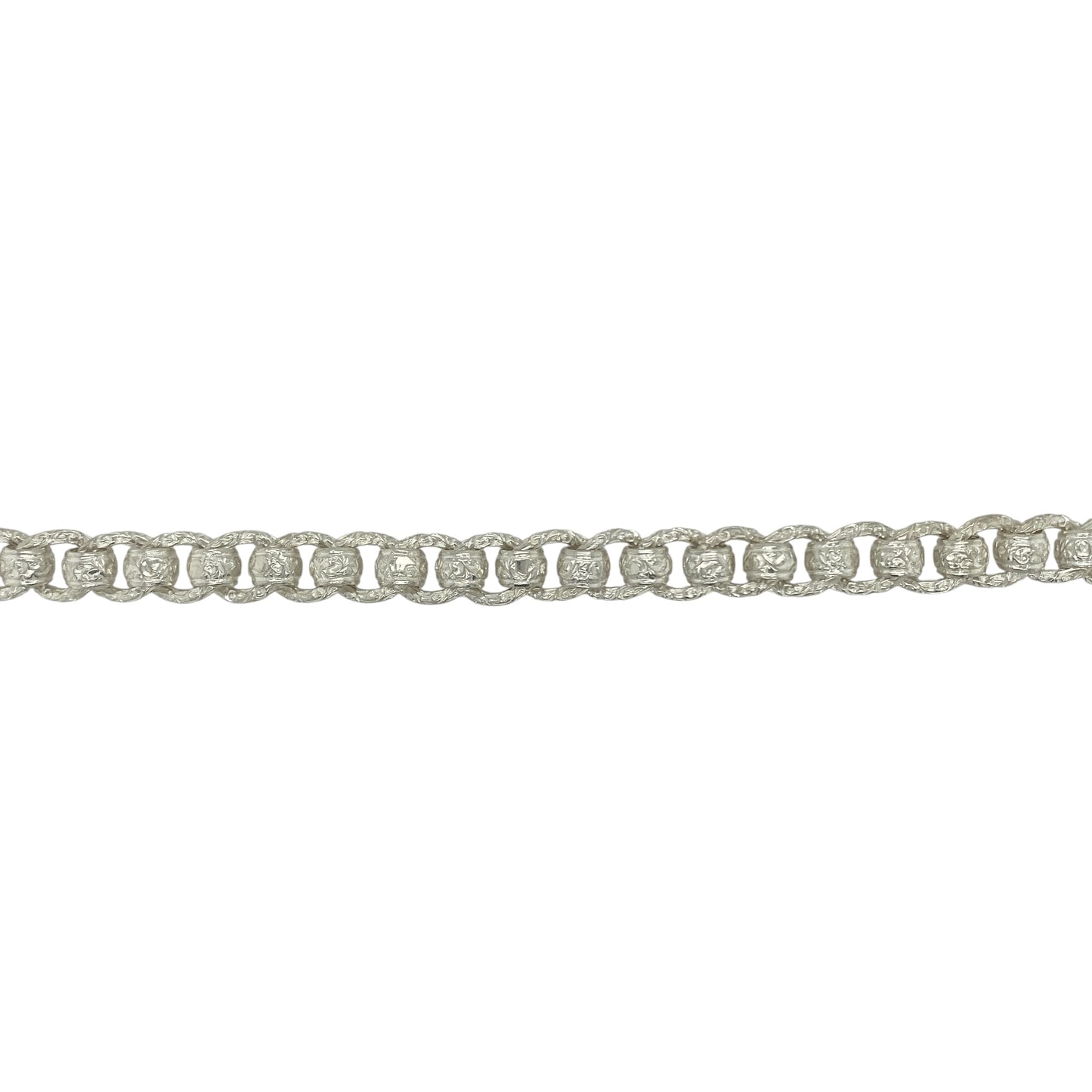 New 925 Solid Silver 9" Patterned Rollerball Bracelet