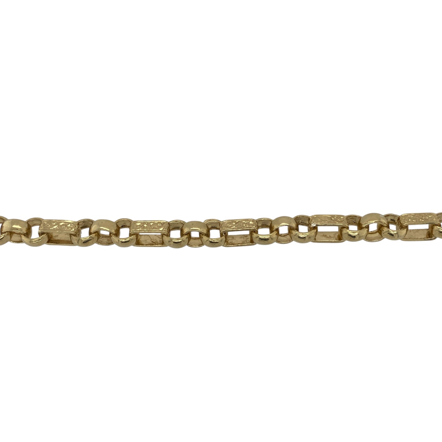 New Solid 925 Silver Heavily 9ct Gold Plated 8.5" Patterned Gypsy Link Bracelet