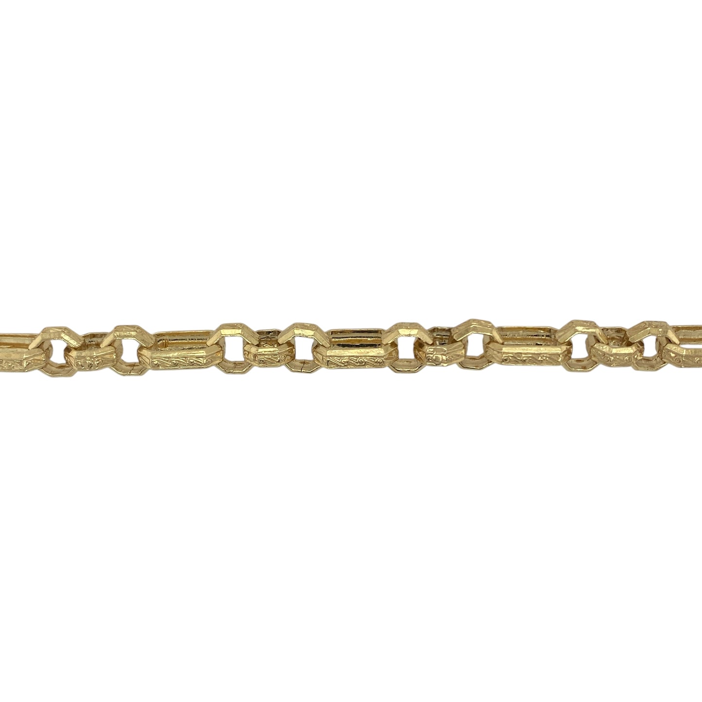 New Solid 925 Silver Heavily 9ct Gold Plated 8" Fancy Patterned Link Bracelet