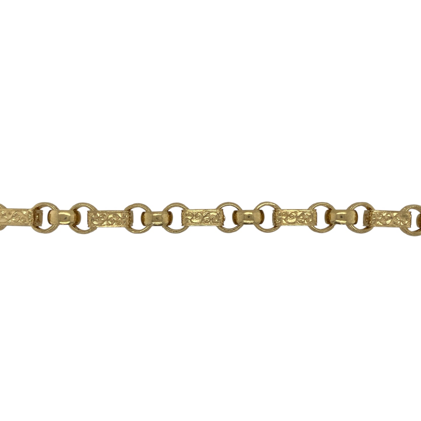 New Solid 925 Silver Heavily 9ct Gold Plated 8" Patterned Gypsy Link Bracelet
