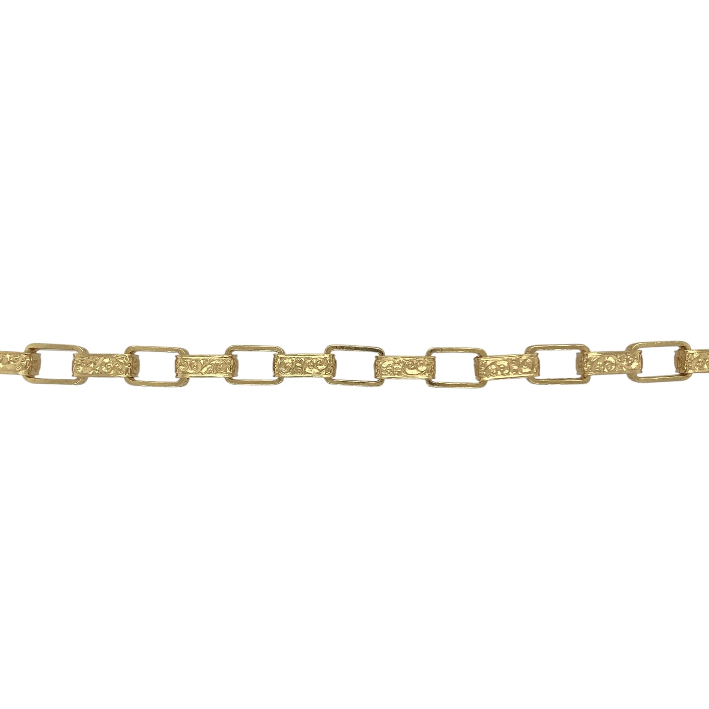 New Solid 925 Silver Heavily 9ct Gold Plated 8.5" Patterned Rectangle Link Bracelet