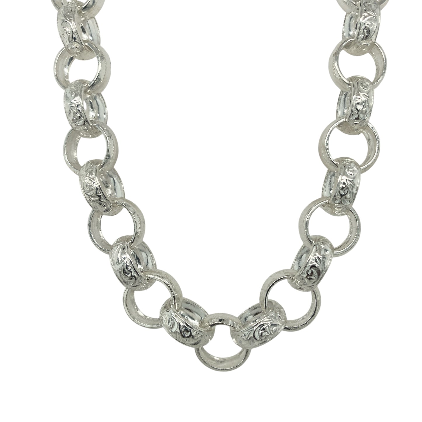 New 925 Silver 24" Patterned Belcher Chain