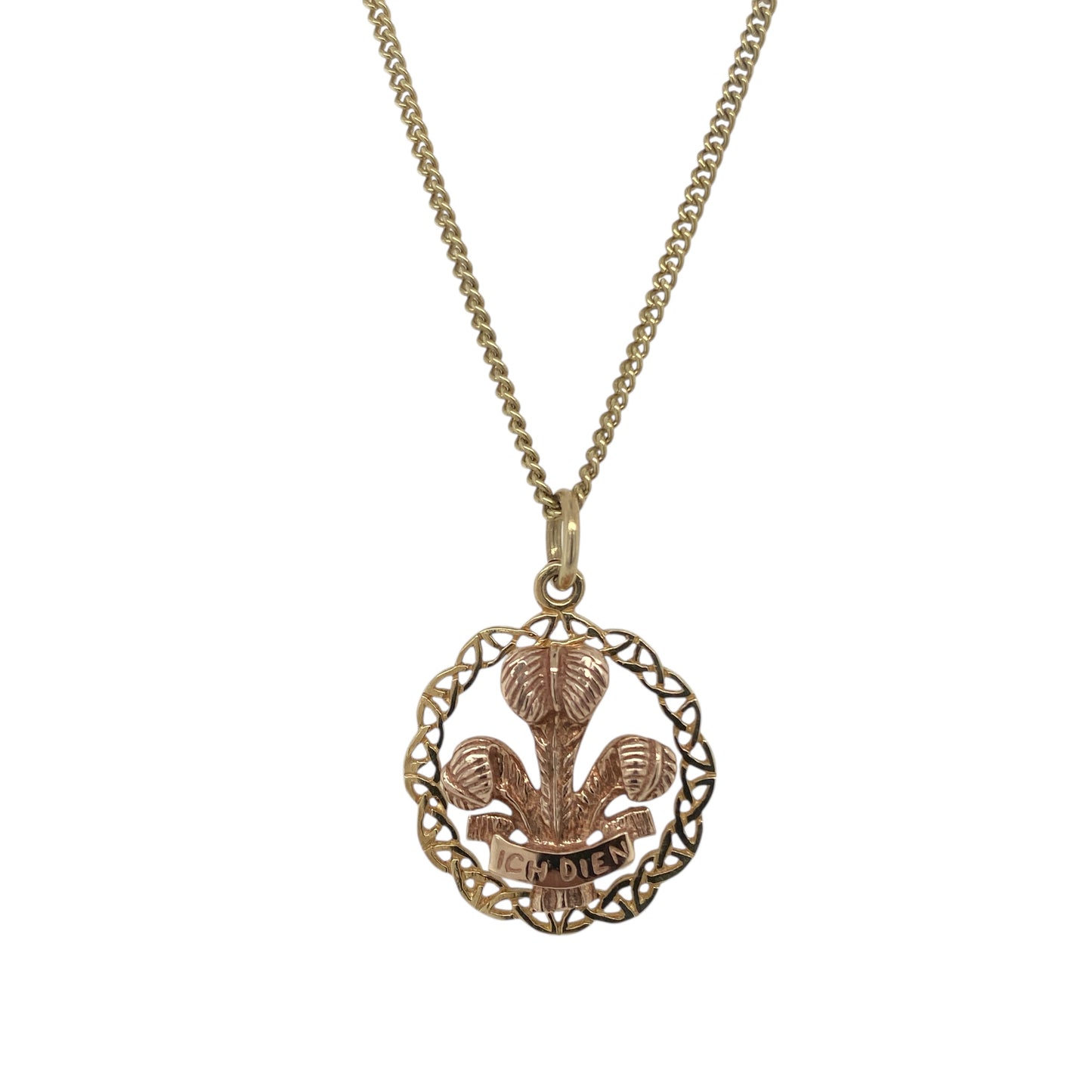 9ct Gold Welsh Three Feathers 18" Necklace