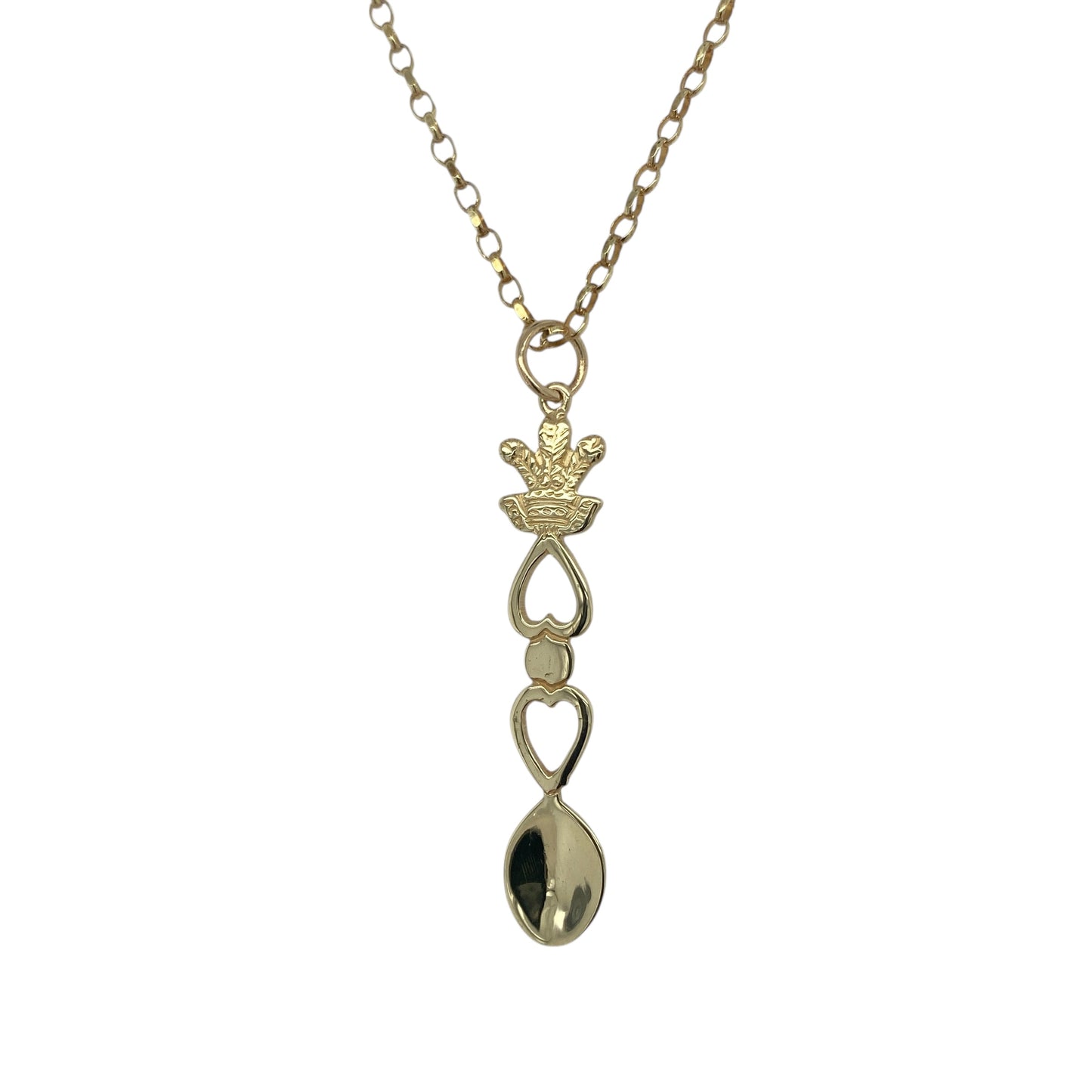 9ct Gold Welsh Three Feathers Lovespoon 20" Necklace