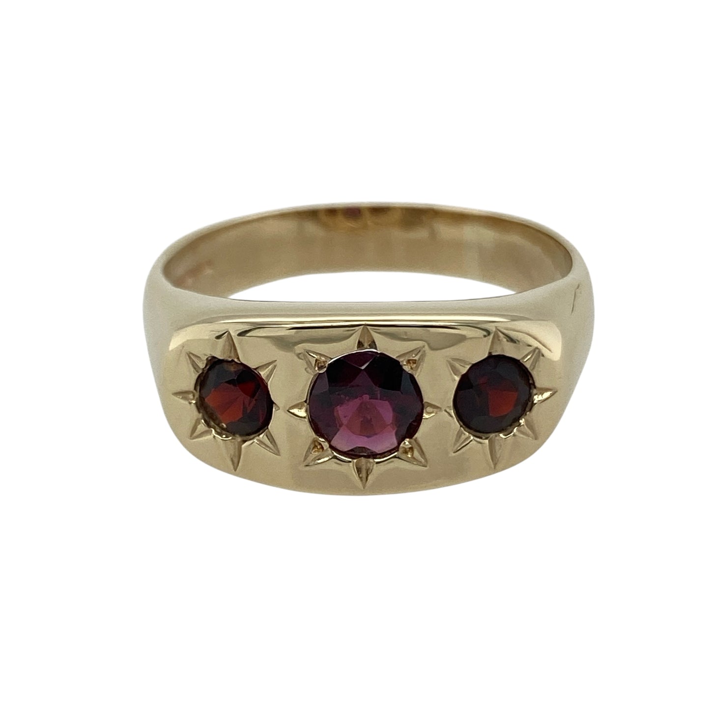 9ct Gold & Garnet Set Trilogy Ring