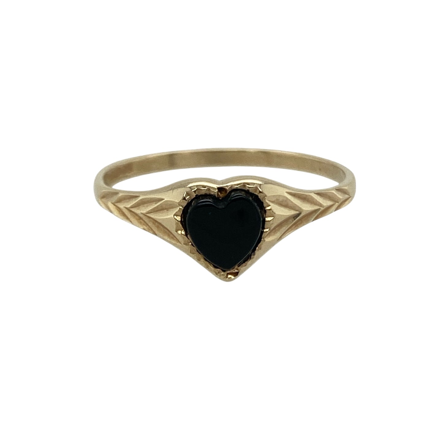9ct Gold & Onyx Set Heart Signet Ring