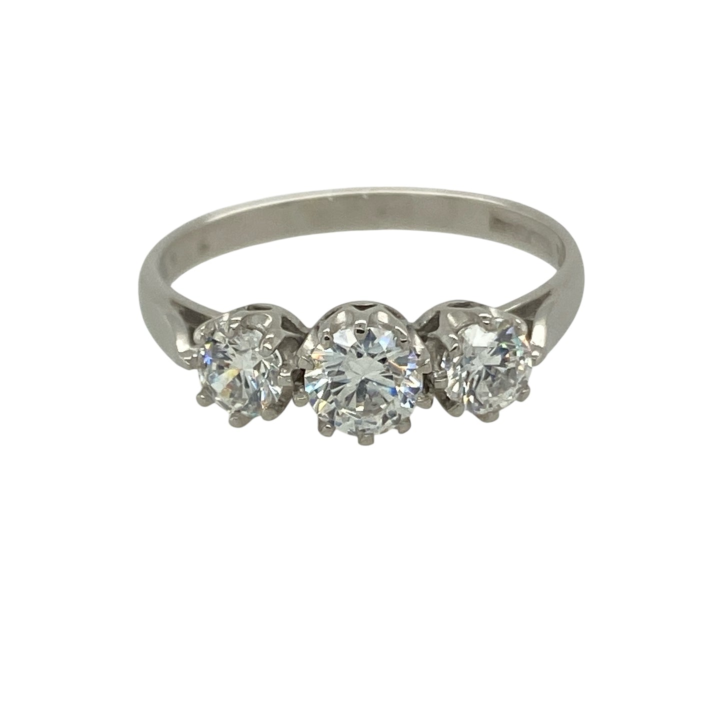 9ct White Gold & Cubic Zirconia Set Trilogy Ring