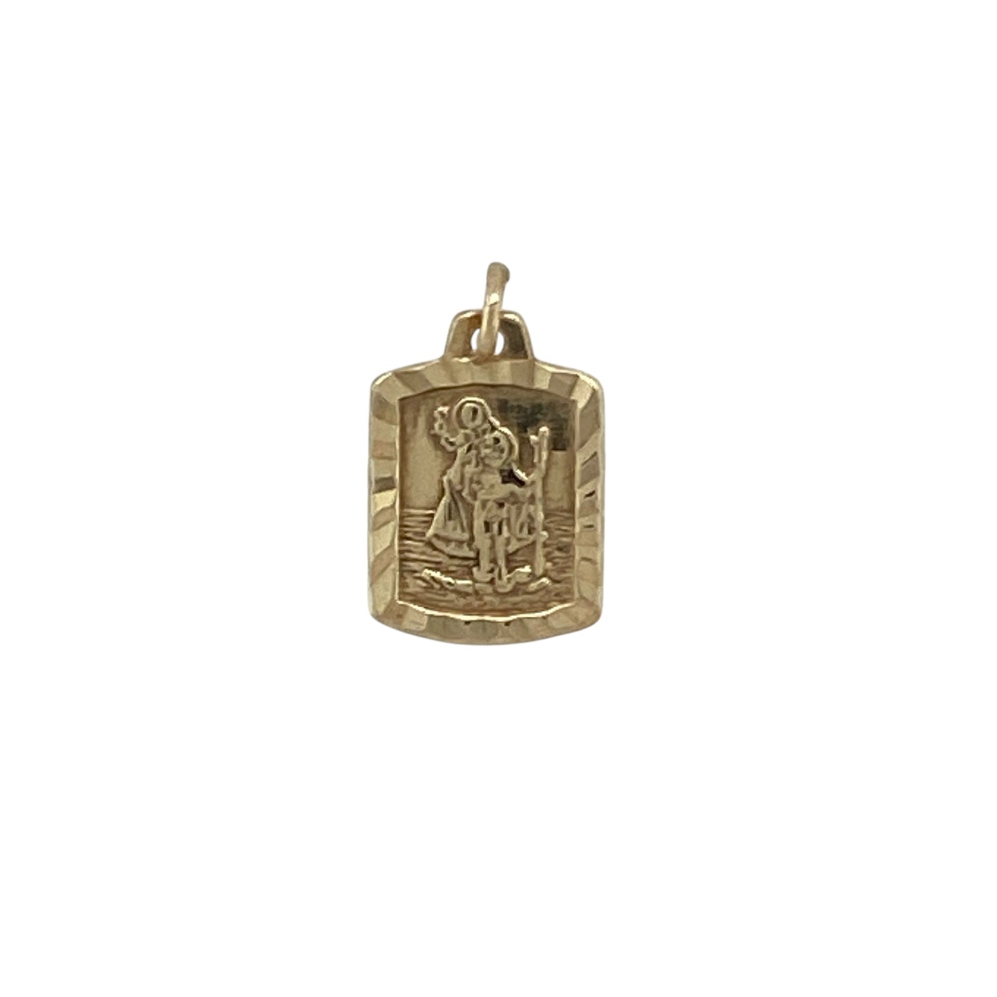 9ct Gold Small Rectangle St Christopher Pendant