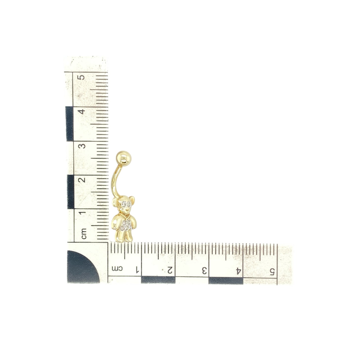 9ct Gold & Diamond Set Teddy Bear Belly Bar