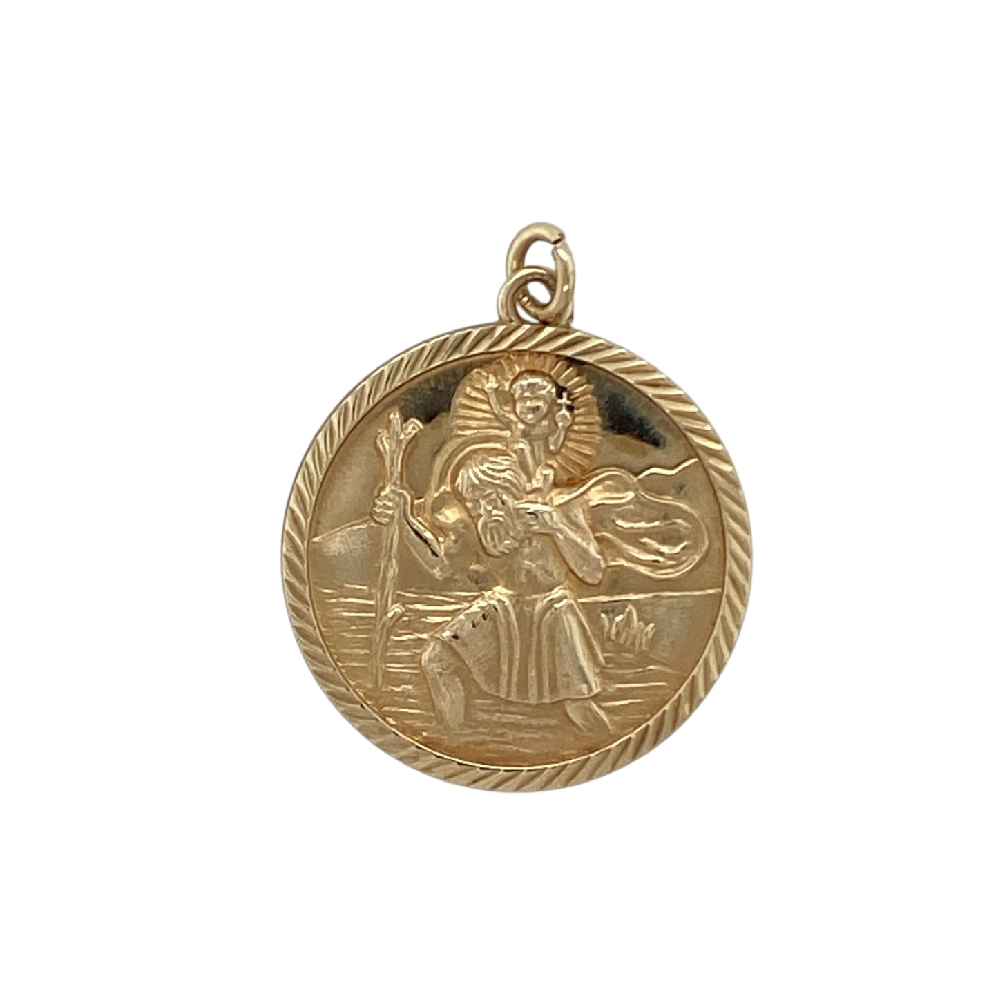 9ct Gold St Christopher Round Pendant
