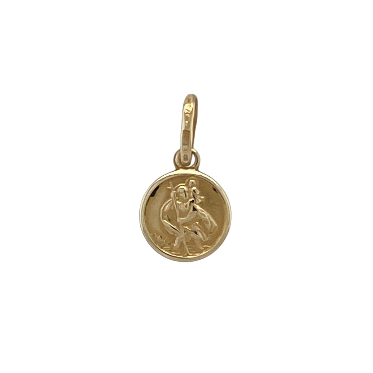 9ct Gold Small Round St Christopher Pendant