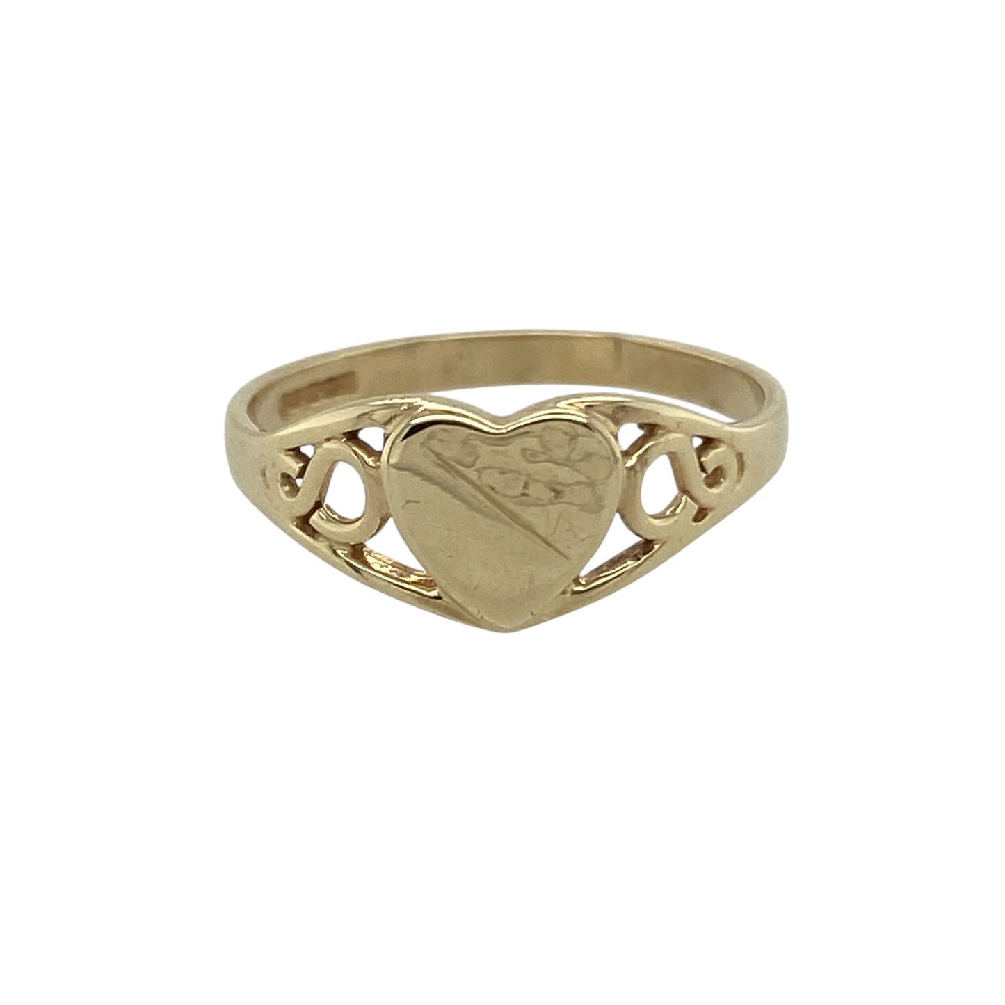 9ct Gold Patterned Heart Signet Ring