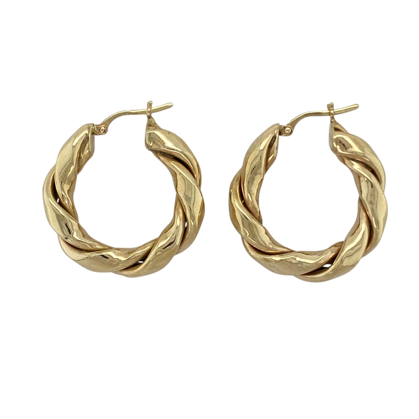 9ct Gold Twisted Hoop Creole Earrings